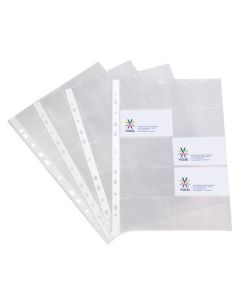Obal na vizitky, transparentní, A4, 100 micron, 20 vizitek/str., VIQUEL