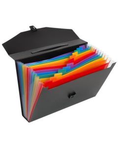 Aktovka s přihrádkami "Rainbow Class", černá, 12 částí, PP, VIQUEL