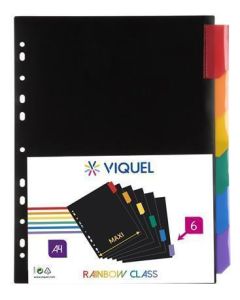 Rozlišovače, černá, plastové, A4 Maxi, 6 listů, VIQUEL