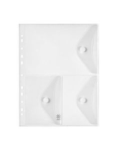 Spisové desky s drukem "Pockets", transparentní, A4, PP, 3 kapsy, s děrováním, VIQUEL 478016-08