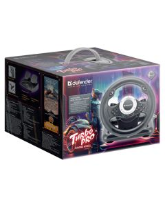 Volant Defender TURBO PRO, 10tl., USB, černý, s pedály, PS3,PS4,PC,Xbox One,Xbox Series X/S,Nintendo Switc