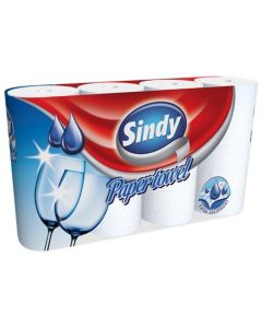 Papírové utěrky v roli, 4 role, 2 vrstvé, "Sindy"