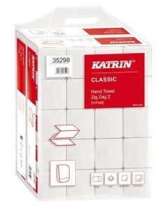 Papírové ručníky, bílá, skládané, dvouvrstvé, 200 ks, KATRIN