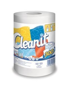 Papírové utěrky "CLEANIT 300", bílá, 2-vrstvé, role, LUCART