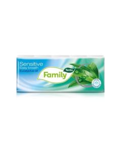 Papírové kapesníky "Sensitive Easy Breath", eukalyptový olej, 3 vrstvé, 10x10 ks, TENTO