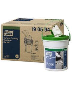 Vlhčené utěrky na čištění povrchů, 1-vrstva, 58 ks, kbelík, bílá, W15 systém, TORK