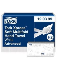 Papírové ručníky "Xpress Soft Multifold", bílá, skládané, 2vrstvé, H2 systém, 136 listů, TORK 120399