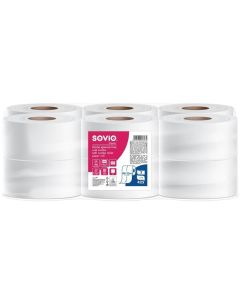 Toaletní papír, bílá, 2-vrstvý, 80,75 m, průměr 18 cm, 12 rolí, SOVIO PP21077