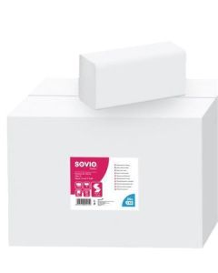Papírové ručníky, bílá, 2-vrstvé, skládané V, 150 útržků, 21 x 25 cm, SOVIO PP20869/PP21096