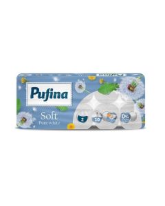 Toaletní papír "Soft White", bez parfemace, 2-vrstvý, 10 rolí, PUFINA PP20645