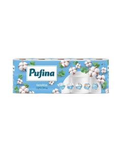 Toaletní papír "Sensitive Aquabond", bez parfemace, 3-vrstvý, 10 rolí, PUFINA PP20773