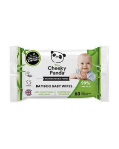 Dětské vlhčené ubrousky, bambusové, rozložitelné, 60 ks, CHEEKY PANDA BABYWX12-GBR