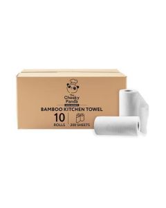 Kuchyňské utěrky, bílá, bambusové, 2-vrstvé, 100 útržků, 10 rolí, CHEEKY PANDA PFKITCHRL2X5