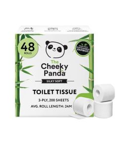 Toaletní papír, bílá, bambusový, 3-vrstvý, malé role, 48 rolí, CHEEKY PANDA PFTOILT48