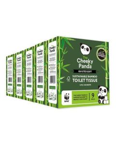 Toaletní papír, bílá, bambusový, 3-vrstvý, malé role, 9 rolí, CHEEKY PANDA PFTOILT9X5