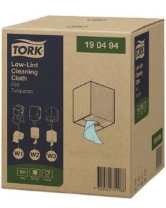 Čisticí utěrky "Low-Lint", tyrkysová, 1-vrstvé, systém W1-3, role, TORK 190494