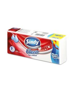 Kapesníky, papírové, 3vrstvé, 100 ks, "Sindy", classic