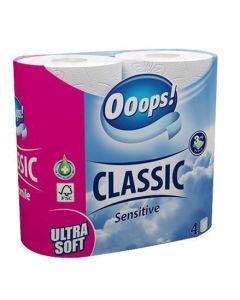 Toaletní papír "Ooops!", 3-vrstvý, 4 kotouče, sensitive