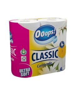 Toaletní papír "Ooops!  Classic", 3-vrstvý, 4 role, heřmánek