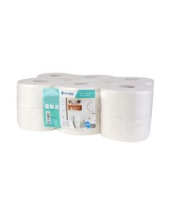 Toaletní papír "Fine Mini Jumbo", bílá, 2 vrstvý, průměr 19 cm, VICTORIA HYGIENE 812527