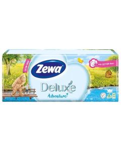 Kapesníky, papírové, 3vrstvé, 10x10 ks, ZEWA "Deluxe", bez vůně