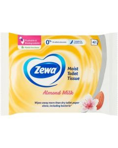 Vlhčené ubrousky, 42ks, ZEWA, mandlové mléko