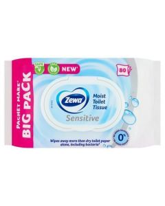 Vlhčené toaletní ubrousky "Sensitive", 80 ks, ZEWA