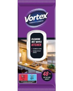 Vlhčené utěrky, kuchyně, s uzávěrem, 48 ks, VORTEX