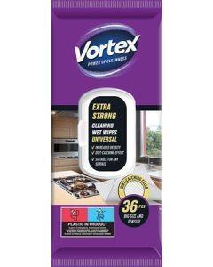 Vlhčené utěrky, univerzální, extra silné, s uzávěrem, 36 ks, VORTEX