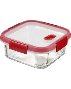 Dóza na potraviny "Smart Cook", červená, 0,7 l, hranatá, skleněná, CURVER
