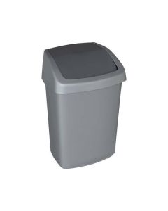 Odpadkový koš s výklopným víkem "Swing top", stříbrná-grafitová, 25 l, CURVER 168013