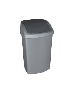 Odpadkový koš s výklopným víkem "Swing top", stříbrná-grafitová, 50 l, CURVER 167909