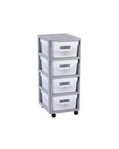 Zásuvkový regál "Infinity", šedá-bílá, 4x 11 l, recyklovaný plast, CURVER 231556