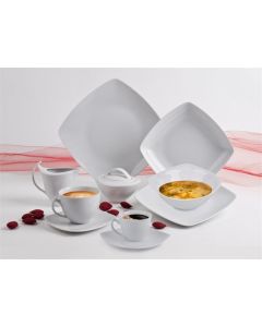 Polévkový talíř "Quadrato", bílá, hluboký, porcelánový, čtvercový, 17 cm, ROTBERG