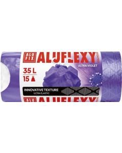 Pytle na odpadky "Aluflexy", fialová, s vůní, zatahovací, 35 l, 15 ks, LDPE, ALUFIX