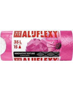 Pytle na odpadky "Aluflexy", růžová, s vůní, zatahovací, 35 l, 15 ks, LDPE, ALUFIX