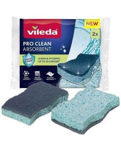 Houba na nádobí "Pro Clean", modrá, viskózní jádro, 2 ks, VILEDA