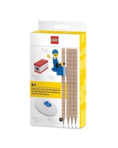 Grafitová tužka, 4 ks, sada s ořezávátkem, gumou, LEGO klipem a minifigurkou, LEGO 53708