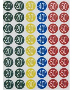 Slevové etikety, barevné, -20 až -50 %, kruhové, průměr 24 mm, 240 etiket/balení, APLI 101373
