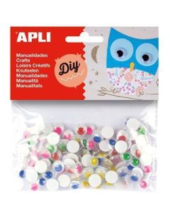 Samolepicí pohyblivé oči "Creative", mix barev, 75 ks, APLI 13266