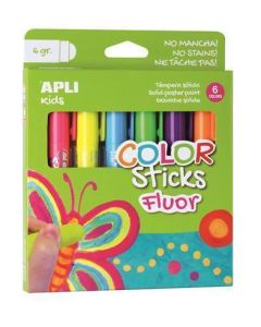 Temperové tyčinky "Kids", 6 různých fluorescenčních barev, APLI