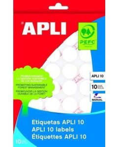 Etikety, kruhové, bílá, průměr 13mm, na ruční popis, 770 ks/bal., APLI