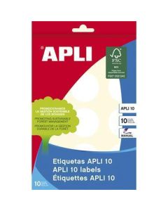 Etikety, kruhové, bílá, průměr 32mm, na ruční popis, 150 ks/bal., APLI