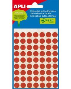 Etikety, červené, kruhové, průměr 10 mm, 315 etiket/balení, APLI