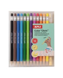 Mechanická pastelka "Color Click", 12 různých barev, sada, APLI 20546
