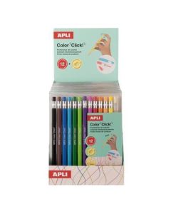 Mechanická pastelka "Color Click", displej/12 ks, 12 různých barev, sada, APLI 20545