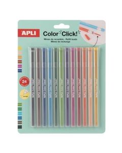 Náplň do mechanické pastelky "Color Click", 12 barev, 24 ks/balení, APLI 20548