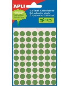 Etikety, zelené, kruhové, průměr 10 mm, 315 etiket/balení, APLI