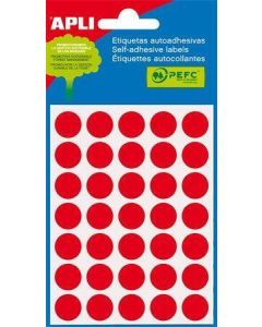 Etikety, červené, kruhové, průměr 13 mm, 175 etiket/balení, APLI