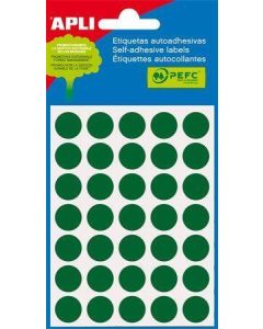 Etikety, zelené, kruhové, průměr 13 mm, 175 etiket/balení, APLI